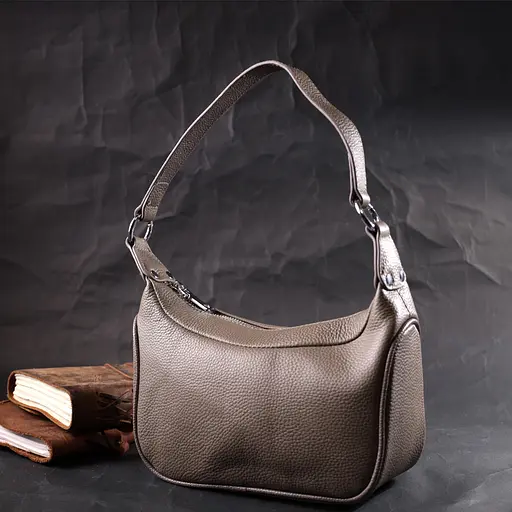 Кожаная сумка Vintage полукруглого формата с одной ручкой 23х12х9.5 см sum0029019 - фото 9