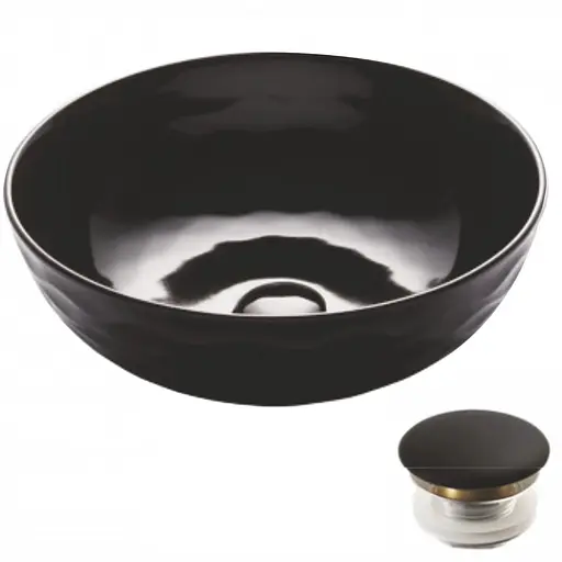 Умивальник тонкокерамічний Kraus Viva чорний KCV-200GBL, Білий - фото 1