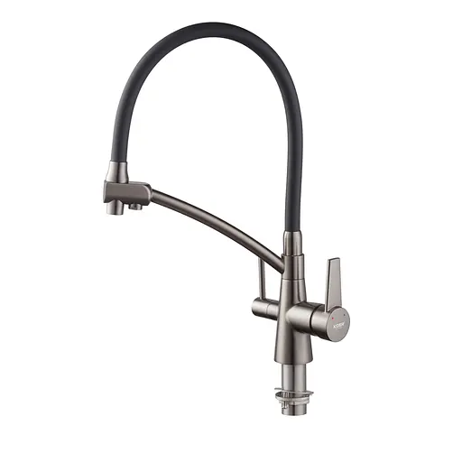 Смеситель для кухни на две воды с гибким изливом Koer KB-72003-07 KR3377 Графит - фото 3