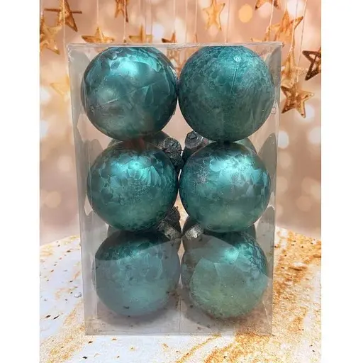 Набір ялинкових іграшок Мороз пластикових круглих 12 шт 8 см Зелений - фото 1