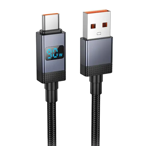 Дата кабель Hoco X118 Generous with display USB to Type-C 5A (1m) Black