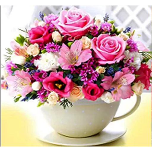 Алмазна мозаїка картини за номерами зі стразами на підрамнику "Ранкові квіти" 30*30 см (ME21346) - фото 1