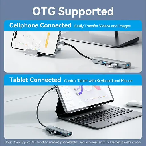 USB-хаб Vention USB 3.0 Type-C — 4xUSB 3.0/1xUSB-C, 5 Гбит/с, черный (TGZHB) - фото 8