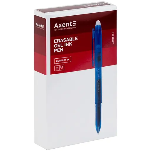 Набор гелевых ручек Axent Correct 3Х Пиши-стирай синий 12 шт. (AG1122-02-A)
