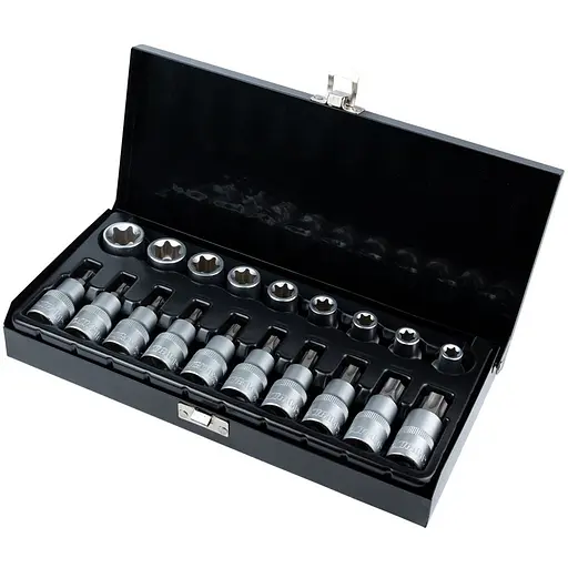 Набор насадок и бит Sigma с насадками Torx 1/2" 19 шт CrV (металл. кейс) (6086661) - фото 1