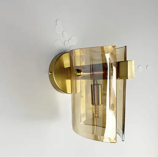 Бра в латунному каркасі та з янтарними пластинами Line F H 69A/1W AB+AM - фото 3