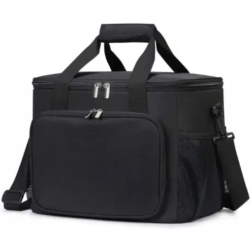 Термосумка-холодильник 18 л для їжі напоїв, пікніка, пляжу водонепроникна, утеплена, чорна - фото 1