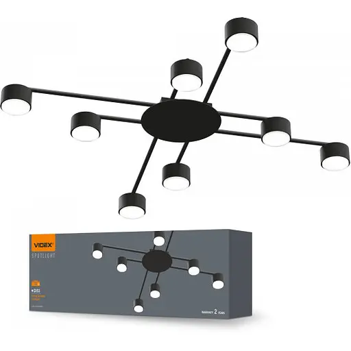 Світильник Videx під лампу 8xGX53 накладний Чорний VL-SPF22B-B - фото 1