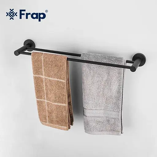 Тримач для рушника подвійний Frap F30209 чорний/нержавіюча сталь 1/20 Чорний матовий - фото 3