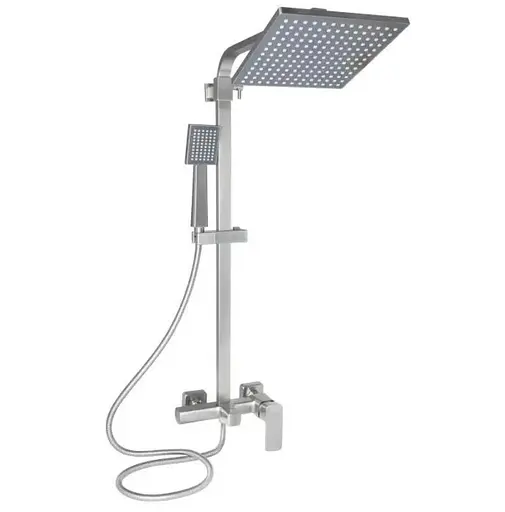 Душова система Qtap Capricorn для кабіни на три споживачі з виливом 53103KN Brushed Nickel PVD