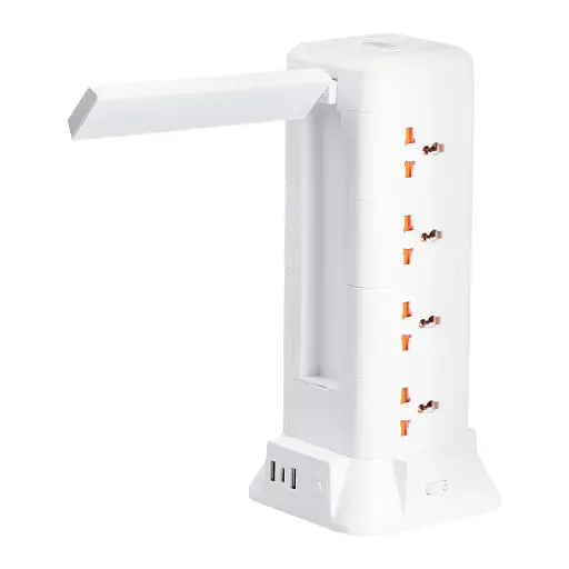 Сетевой фильтр-удлинитель Yiwu HP-5-9MF TOWER B24 2,8 м 12 розеток 3USB + 1PD LED-лампа белый  - фото 5