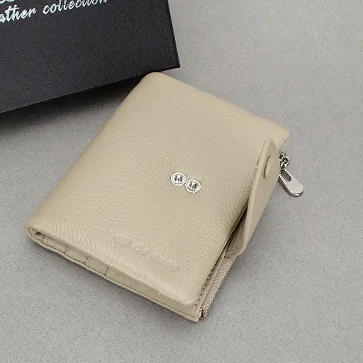 Гаманець жіночий шкіряний De Esse 14057-GD34 маленький бежевий - фото 3