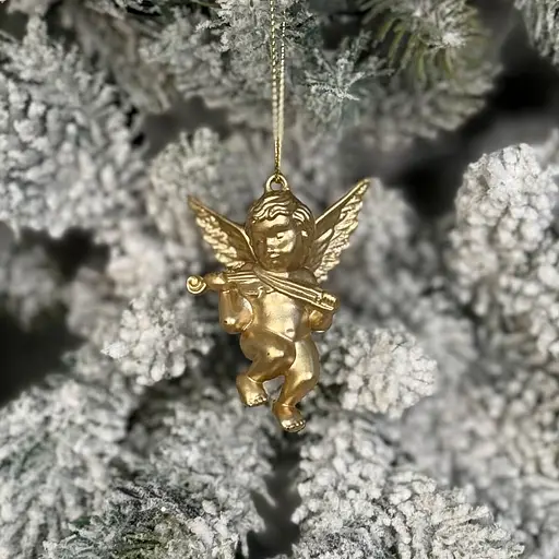 Новорічна підвіска MIS LT Янгол з скрипкою 4,5х2х6 см золотий - фото 2