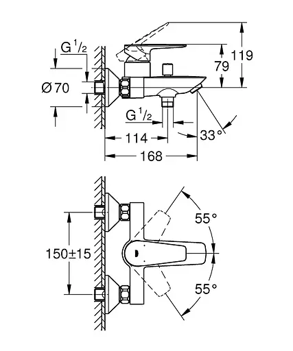 Смеситель для ванны Grohe BauEdge New 23605001 Хром - фото 2