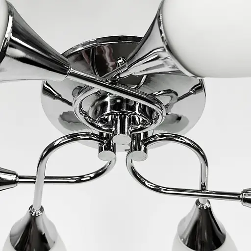 Срібна стельова люстра із білими плафонами Line.F 91066/6 - фото 3