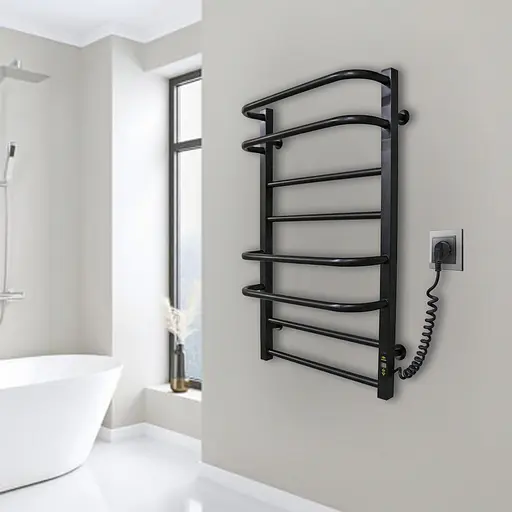 Електрична рушникосушарка Kosser Неліо 800x500/8 ER тайм. нержавілий сталь (черний) ДН01ER, Чорний матовий, Праве - фото 4