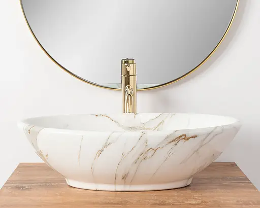 Умивальник Rea Pamela shiny aiax накладний REA-U9685, Мармур - фото 2