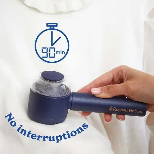 Машинка для удаления катышек Russell Hobbs, большая площадь лезвий. 90 мин. работы на одном заряде, USB, синий - фото 9