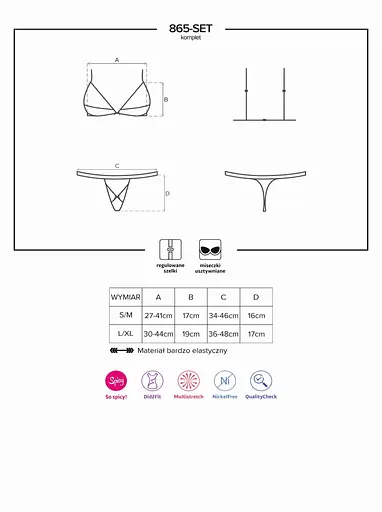 Комплект білизни Obsessive 865-SET-1 L/XL чорний - фото 7