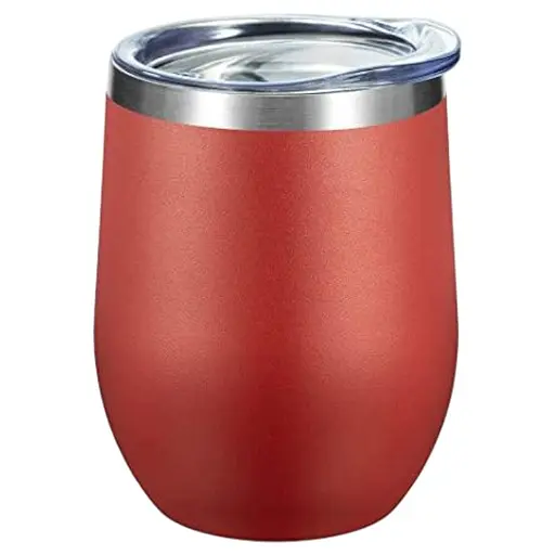 Комооо. - Склянка для вина з нержавіючої сталі на 12 унцій з кришкою, дорожній кухоль з подвійними стінками та вакуумною ізоляцією