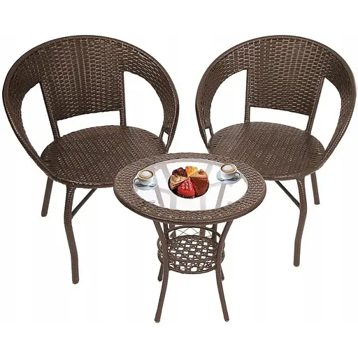 Набір садових меблів Jumi Saturn стіл та 2 стільці коричневий - фото 3