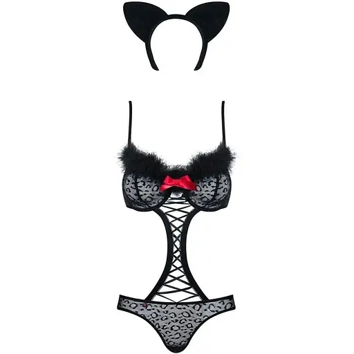 Еротичний костюм гепарду Obsessive Gepardina 3 pcs costume чорний L/XL - фото 5
