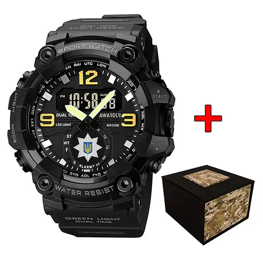 Наручные часы мужские 003BKPO Поліція Чорные + Коробка. Awarder acs0031912