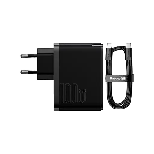 Мережевий зарядний пристрій Baseus GaN5 Pro 2 порта, USB + Type-C 100W Черный (CCGP090201) - фото 3