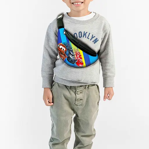 Сумка-бананка дитяча Тачки Блискавка Маквін з принтом, 32х15см, сумка для хлопчика через плече (00152)