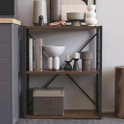 Этажерка 3/60 Ferrum-decor Серии Коннект 73x60x28 черный ДСП Дуб Сонома Трюфель 16мм (FRD-104258)