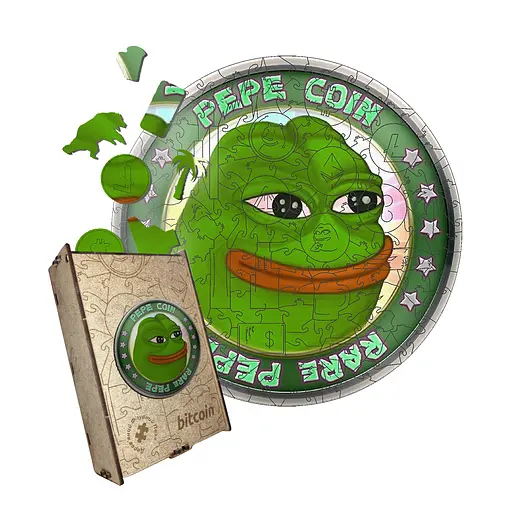 Пазл деревянный Пепе Pepe Coin, А5, Деревянная коробка 35 элементов