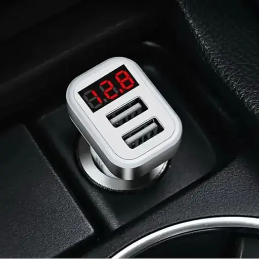 Автомобильное зарядное устройство Hoco Z3 Fast 2USB 3.1А + вольтметр белый - фото 4