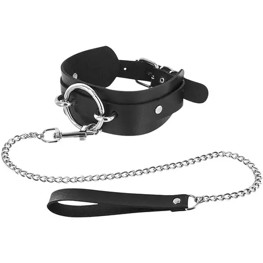Нашийник з повідцем Fetish Tentation Ring and Leash чорний