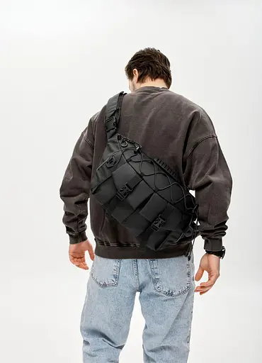 Мужская сумка-бананка под ноутбук Sambag Urban Pro черная 46×26 см (51411264m) - фото 3