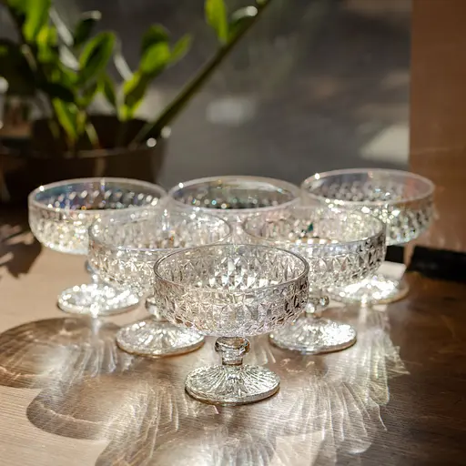 Набор креманок на ножке 6 штук из толстого стекла rainbow HP-19-257 креманка для десертов салатов мороженого - фото 3