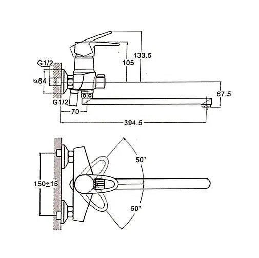 Змішувач для ванни Zegor Z63-NKE-A180 одноважільний з душовим набором Хром 30412 - фото 2