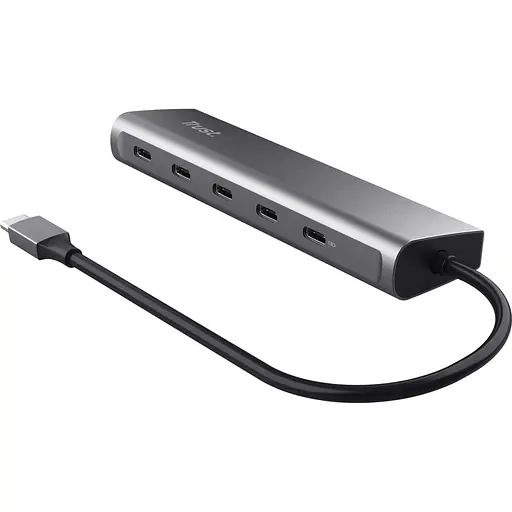 USB-Хаб Trust Halyx USB-C 5xUSB-C , Алюміній, 0.1м, сірий (25136_TRUST) - фото 2