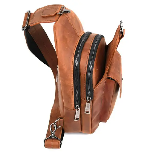 Модный рюкзак слинг на одну шлейку коньячный TARWA 17х7х33.5 см sum0028452 - фото 7