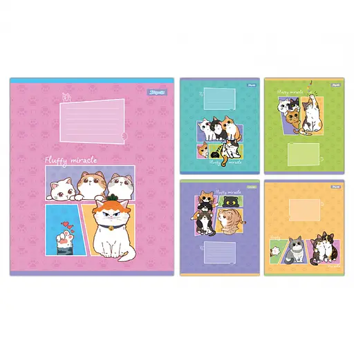 Зошити учнівські 12 аркушів коса лінія 1B Fluffy miracle, 25 шт. в упаковці