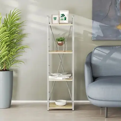 Этажерка 4/34 Ferrum-decor Серии Коннект 120x34x28 серый ДСП Дуб Сонома 16мм (FRD-104286)