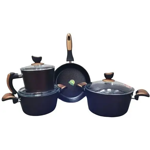 Набір каструль Casa Royal Elite Titanium із покриттям Bio Titanium 7 предметів Бронзовий - фото 1