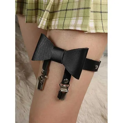 Гартер на 2 ноги з підв'язками для панчох і бантиком 2 шт Чорний - фото 6