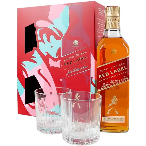Віскі Johnnie Walker Red label Blended Scotch Whisky, 40%, 0,7 л + 2 келихи