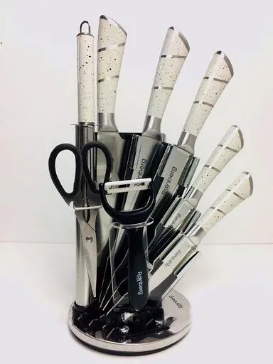 Набор ножей для кухни с подставкой Rainberg RB-8804 кухонные ножи и подставки белый - фото 1
