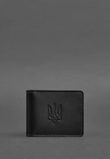 Кожаная обложка для удостоверения с гербом черная - фото 3