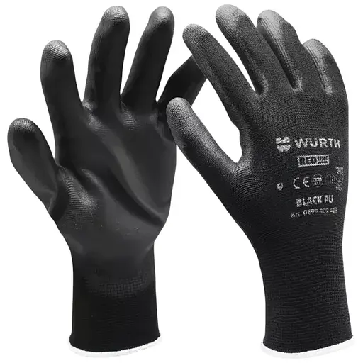 Рукавиці захисні Wurth Black PU поліестер покриття поліуретан пара р. 11 Red Line (0899402411) - фото 1