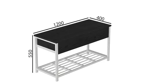 Банкетка з ящиком Дрейк 2 550x1200x400 метал Білий ДСП Сосна Кембра 16мм FRD-103075 - фото 2
