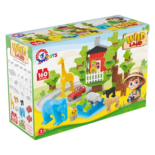 Конструктор детский блочный Зоопарк, 160 элементов, ТехноК, 1119
