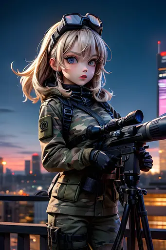 Дерев'яний фігурний пазл Дівчина снайпер, А3, Картонна коробка 200 елементів