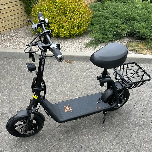 Электросамокат KUGOO Kirin C1+ Plus 18Ah 1000W черный, с усиленной корзинкой - фото 4